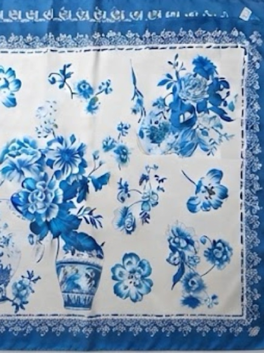 Wensli - Silk Blue Floral Tealight Weap Shawl